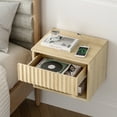 thumbnail image 7 of Joyyskill Floating Nightstand with Drawer and Open Shelf, Small Wall Mounted Bedside End Table, Modern Fluted Night Stand, Light Oak, 7 of 7