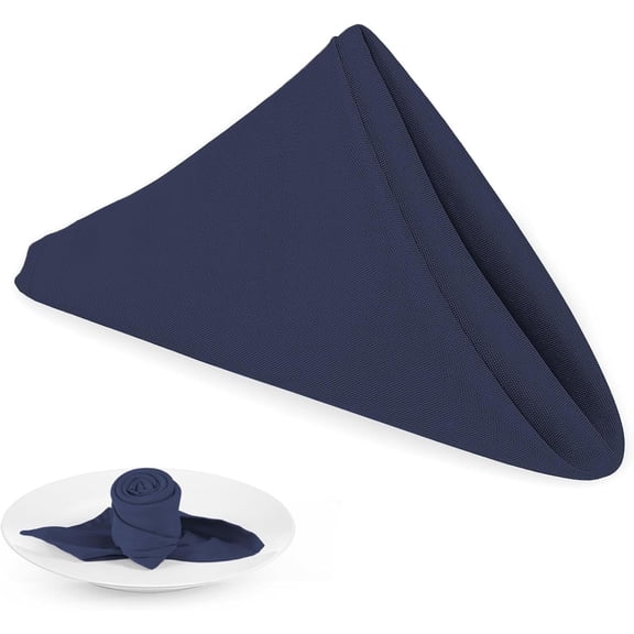 SILOON Navy Blue Heavy Duty Polyester Napkins - 17 x 17 Inch Solid Washable Cloth Dinner Napkins - Set of 12 Napkins - Great for Weddings, Parties, Banquets Dinner & More