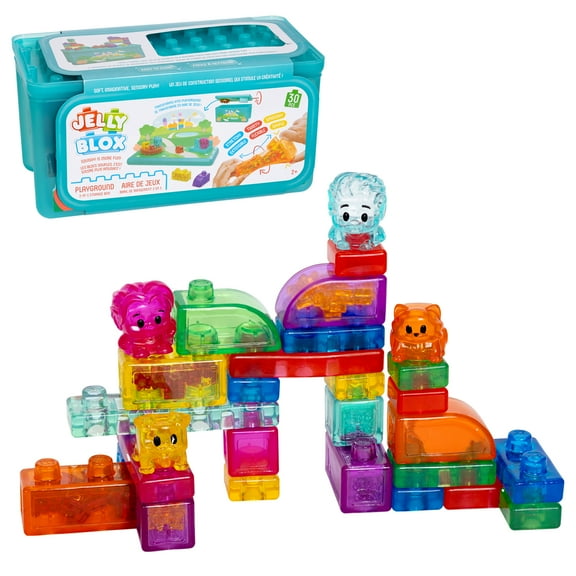 Jelly Blox Playground Store & Play- 30 Piece Set of Building Blocks that Bend the Rules!