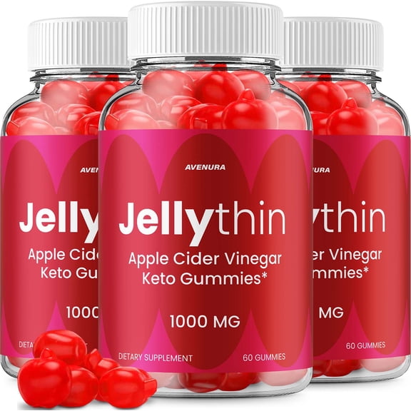 Jellythin ACV Gummies Supplement – Jelly Thin Gummy Advanced Formula Apple Cider Vinegar Maximum Strength 1000MG, 3 Pack, 180 Gummies
