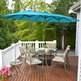 thumbnail image 2 of Costway 15FT Double-Sided Twin Patio Umbrella Outdoor Market W/ Crank & Base Turquoise, 2 of 10