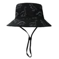 thumbnail image 1 of Sombrero de pescador para niños de primavera y verano, con estampado de dinosaurio de dibujos animados, sombrero de sol para bebés, sombrero de lavabo con protección solar para niños de ala grande, 1 of 6