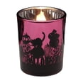 thumbnail image 5 of Halloween Silhouette Glass Candle Holder, Pumpkin Black Cat Boo Pattern Votive Cup, Spooky Tealight Wax Cup for Tabletop Mantel Fall Home Party Decor Purple, 5 of 6