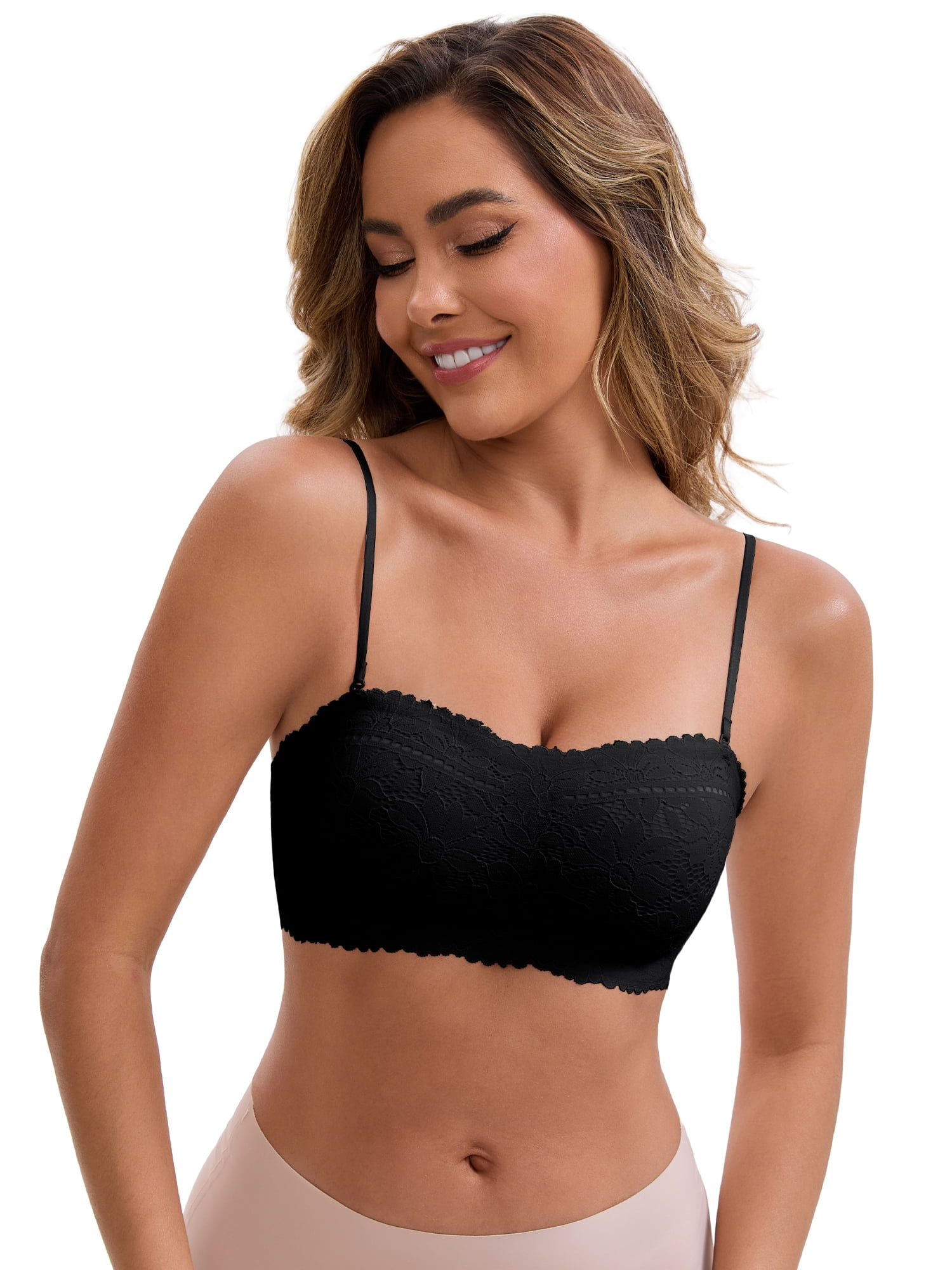 DARING DIVA Strapless Wireless Tube Bra Anti-Slip Push Up Lightweight M Black