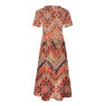 thumbnail image 4 of Offre à Durée Limitée Iumwxz Robes à Manches Courtes Col Rond pour Femmes Tunique Décontractée Ample Robe Longue Plissée Robe Imprimée Tendance Robes d'Été pour Femmes Robes Tendance pour Fête, 4 of 5