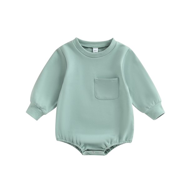 Musuos Toddler Baby Sweatshirt Rompers Solid Color Long Sleeve Jumpsuit