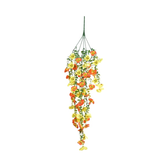 WWG Artificial Pansy Wall Hanging Flowers, Plastic Outdoor Flowers UV Resistant, Fall Decorations for Home, Artificial Plants Indoor, Garden Decor, 29.52in, Includes 1 Flower