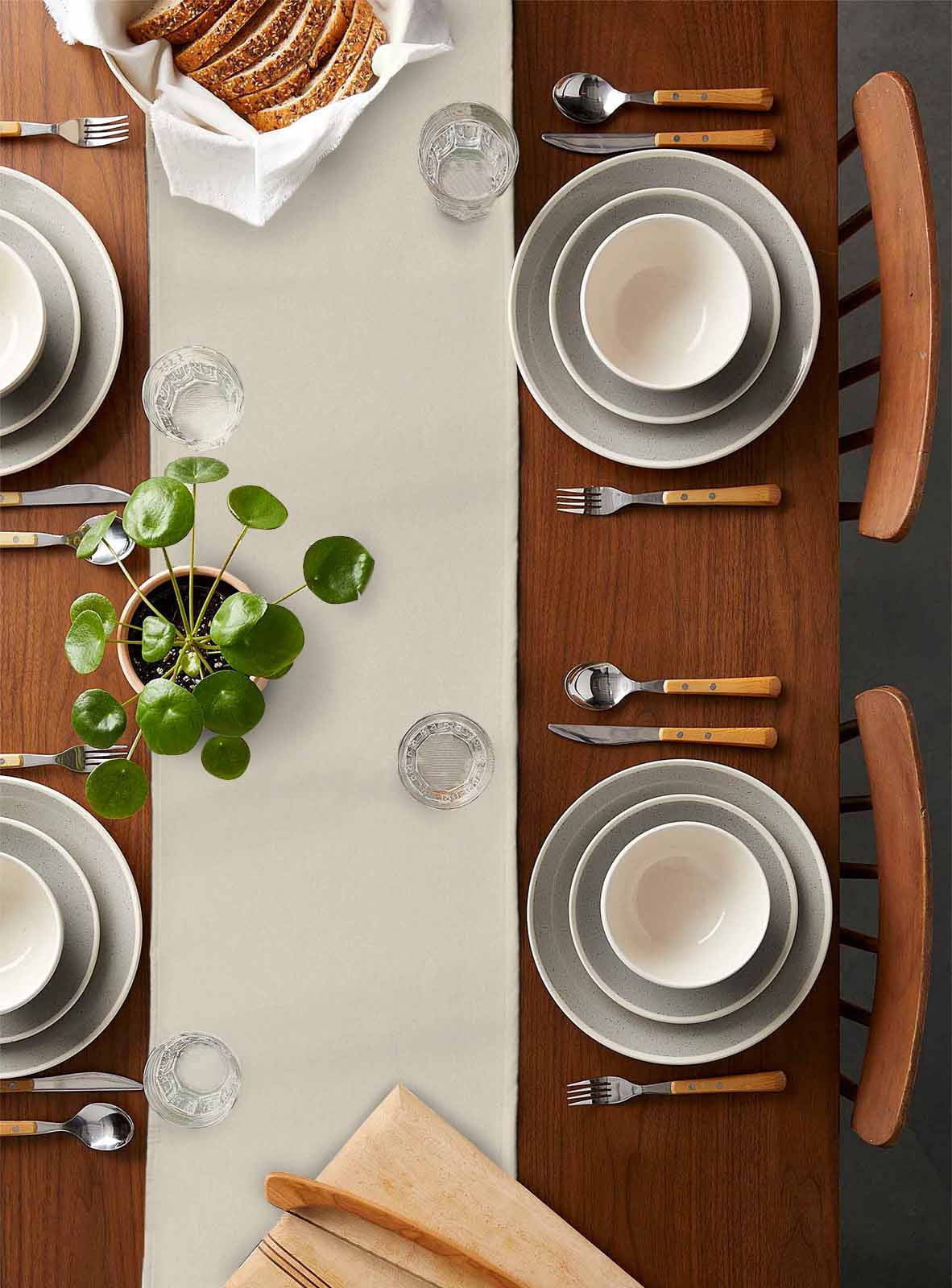 ERUNPONLY Ivory White Table Runner - 120 Inch Long Modern Pure Ivory White Cotton and Linen Blended Dress Scarves Farmhouse Table Runner for Kitchen Dining, Coffee Table, 13" x 120"