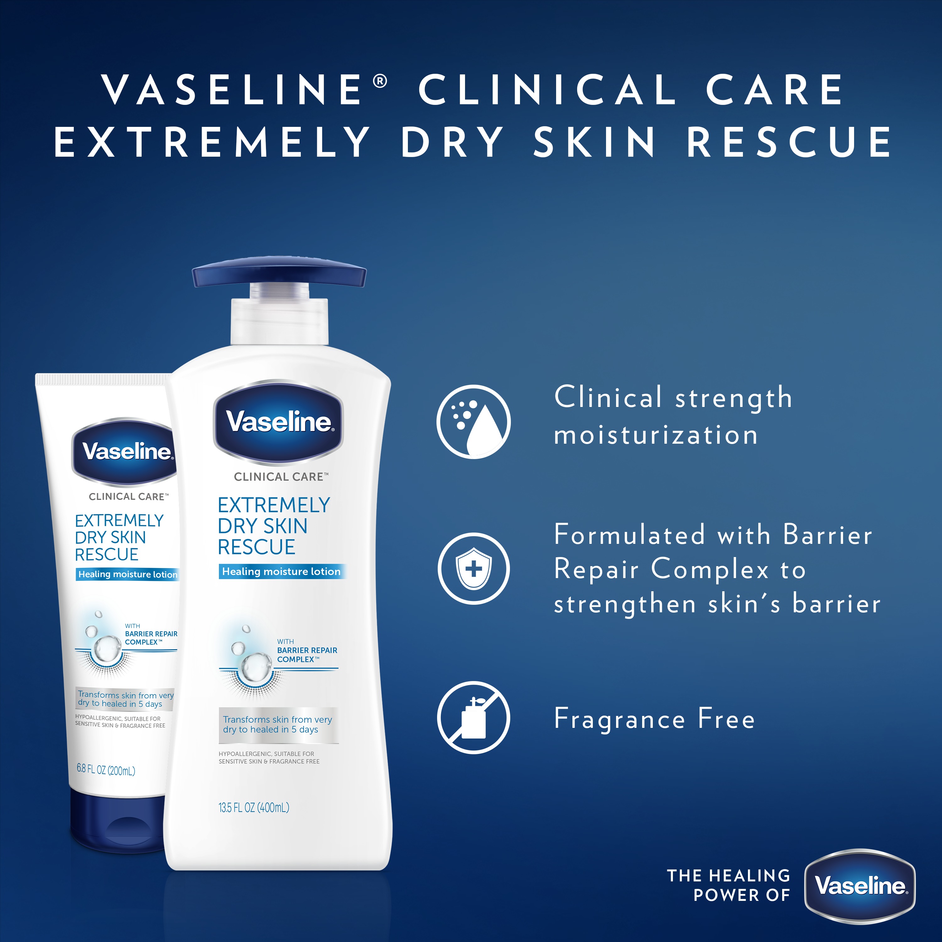 Vaseline Clinical Care hand and body lotion Extremely Dry Skin Rescue 13.5 oz - image 5 of 12