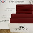 thumbnail image 2 of 6PC Bedding Set- 100% Organic Cotton Bed Sheet Set 1000 Thread Count, Crisp and Cooling Sateen Weave, Soft Breathable, Eco-Friendly, 15-Inch Deep Pocket - Burgundy, Twin, 2 of 7