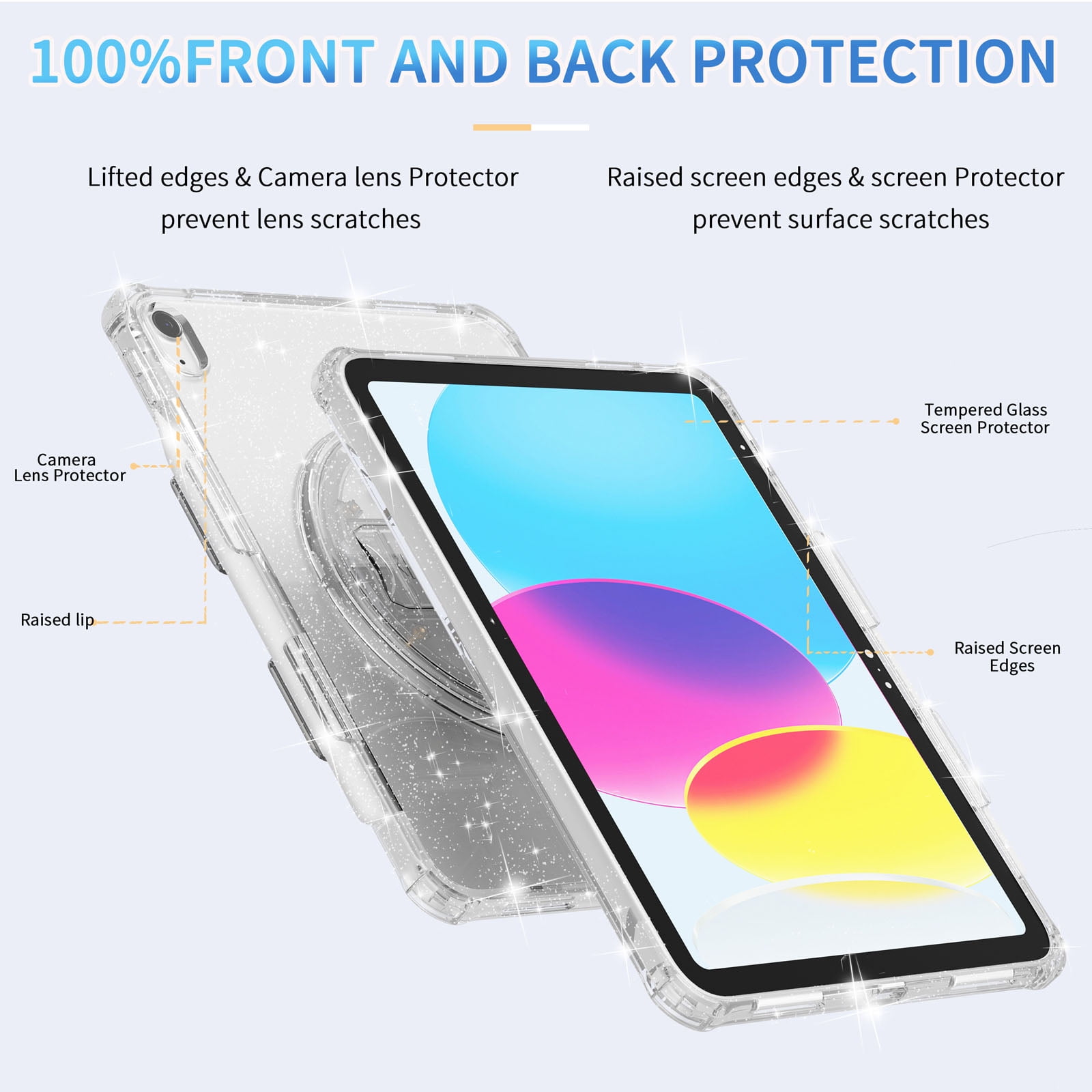 Dteck for Apple iPad 10th Gen 2022 Case, Shockproof 360 Rotating Foldable Kickstand Hand Strap Pencil Holder Kids Friendly Hard Protective Cover, Purple