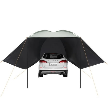 FITHOOD Vehicle Awning, Large 10' x 7' Shade Coverage Car Side Awning, PU2000mm UV50  Car Awning with Extended Side Canopies and Portable Storage Bag, Suitable for Truck, SUV, Van, Campers