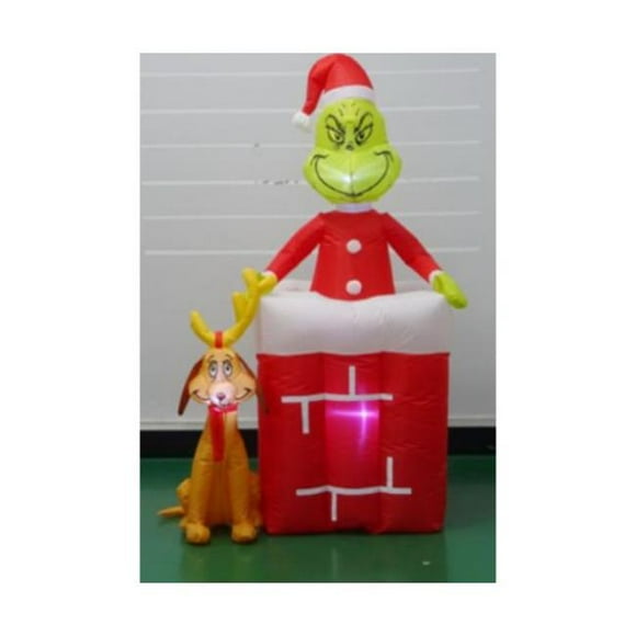 Airblown Inflatables G08 111590X 66,1 x 45,7 Po Dr. Seuss Grinch & Scène de Cheminée Max&44; Multi Couleur