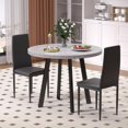 thumbnail image 3 of 2-Piece Modern Round Dining Table Set with 2 Black Chairs - Compact for Kitchen, Apartment & Terrace, 3 of 6