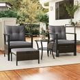 thumbnail image 2 of Harmijoy Ensemble de Mobilier d'Extérieur 5 Pcs, Chaises et Ottomans en Rotin avec Table Basse Ronde à Dessus en Verre, Ensemble de Conversation de Patio Coussiné Gain de Place pour Cour Arrière, au Bord de la Piscine, 2 of 8