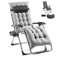 thumbnail image 1 of KFFKFF Chaise Anti-Gravité, Fauteuil Inclinable de 26 Pouces pour Usage Intérieur et Extérieur, Chaise Longue Réglable avec Coussin, Appuie-Tête, Repose-Pieds et Porte-Gobelet, Supporte jusqu'à 500 Lb, Gris, 1 of 9