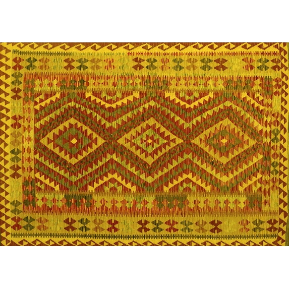 Ahgly Company Indoor Rectangle Oriental Yellow Traditional Area Rugs, 5' x 8'