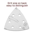 thumbnail image 3 of 50 Pcs Triangle Sanding Pads 60 Grit 3-1/2 Inches Hook and Loop Triangle Sandpaper 6 Holes Oscillating Multitool Sanding Pads Detail Sander Sandpaper for Wood Metal Stone Polishing, 3 of 7