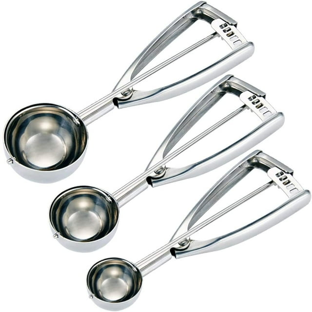 Small, Med, & Large Cookie Scoops, 1-3 Tablespoons, Perfect for Ice Cream Too! Triple Scoop Delight