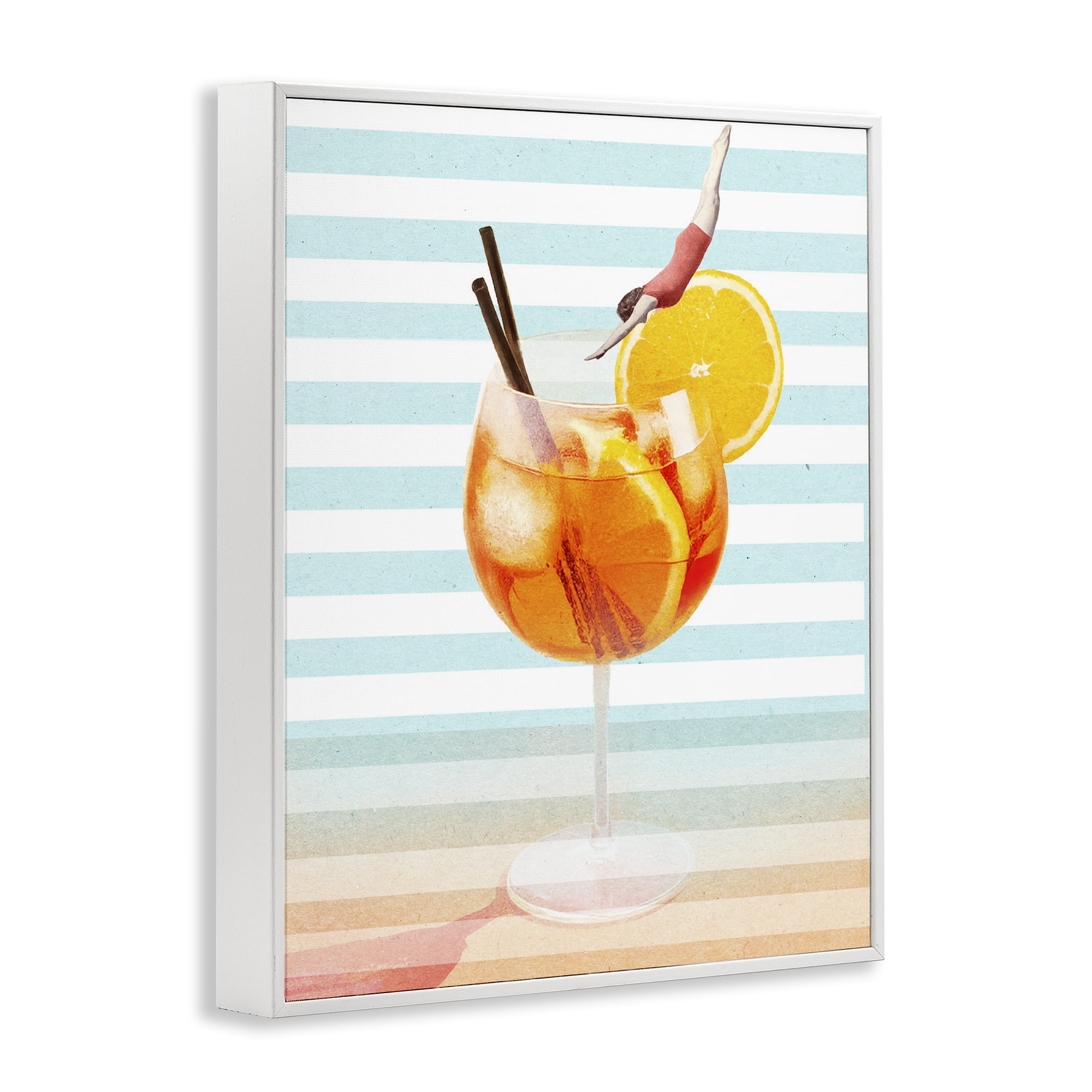 Spritz Cocktail Dive White Framed Giclee Art, design by Lil' Rue
