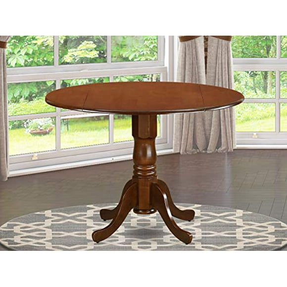 East West Furniture DLT-ESP-TP Dublin Table-Espresso Table Top Surface and Espresso Finish Pedestal Legs Hardwood Frame Dining Table