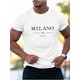 thumbnail image 1 of [Trendy Milano Crew Neck Tees] Summer Trendy MILANO Letter Print Crew Neck Tees - Men's Short Sleeve Casual Comfy Breathable Top, 1 of 5