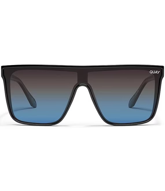 Quay Australia Nightfall Medium Shield Sunglasses Black Blue  display picture 3