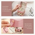 thumbnail image 6 of Casegrace Travel Three Layer Jewelry Box Women Girls Leather Multifunctional Organizer Earrings Necklace Storage Jewelry Case With Button Lock, 6 of 8