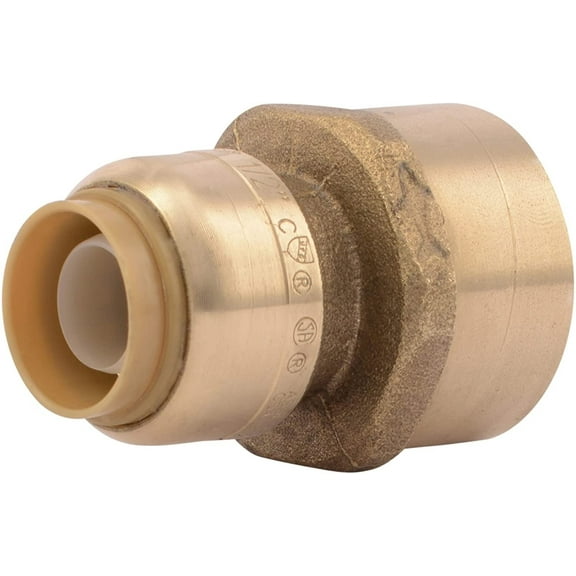 SharkBite U070LFA Female NPT Connector, 3/8 Inch x 1/2 Inch, Push-to-Connect, Copper, PEX, CPVC