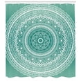 thumbnail image 3 of Ambesonne Floral Shower Curtain, Mandala Boho Stripes, 69"Wx84"L, Teal and White, 3 of 3