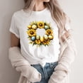thumbnail image 5 of Hfnxid Eggs Graphic Tees for Women Funny Sunflower Printed Short Sleeve Shirt Lemon Flower Crew Neck Top Lightweight Breathable Vacation T-shirt Multicolor L, 5 of 5