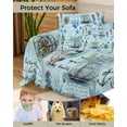 thumbnail image 4 of Nautical Coastal Sofa Couch Covers for Dog,Washable Sectional Couch Slipcovers for Loveseat with Tassels,Vintage Sailboat Compass Light House Blue Non Slip Sofa Throw Cover Blanket Large 71x102, 4 of 8