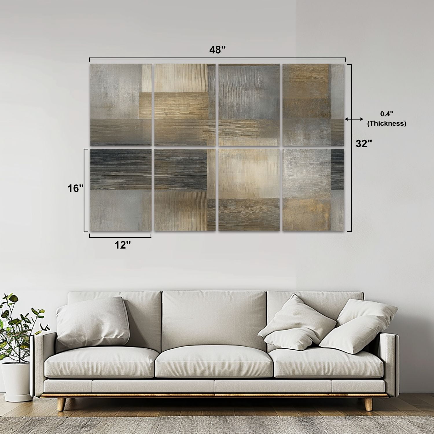 8 Pack Art Acoustic Panels Sound Absorbing Abstract Geometric Gold Black Decorative Soundproof Wall Panels Self Adhesive for Nursery Game Room Bedroom 48"x32"