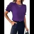thumbnail image 2 of Blusa de de Corta , Elegante y con Cuello para Mujer, Blusa de Verano. Púrpura S, 2 of 8