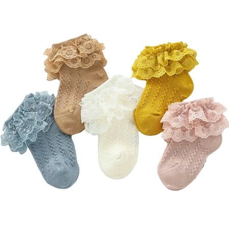 

5 Pairs Baby Lace Ruffle Socks Kids Girls Princess Socks XXL(7-12years)-Mutilcolor