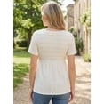 thumbnail image 2 of Bearsland Women's Maternity Clothes Embellished Lace Ruffle Top V-neck Short Sleeve Pregnancy Blouse, 2 of 7