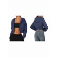 thumbnail image 3 of Women'S Fleece Zip Up Hoodies Cropped Sweatshirts Casual Jackets Trendy Y2K Gray Blue S, 3 of 6