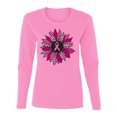 thumbnail image 2 of Wild Bobby Pink Cheetah Print Breast Cancer Carnation Flower Breast Cancer Awareness Women Graphic Long Sleeve Tee, Light Pink, Medium, 2 of 6