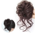 thumbnail image 4 of Dark Brown Curly Hair Bun with Scrunchie - Messy Elastic Synthetic Extension for Weddings, 4 of 8