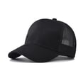 thumbnail image 1 of TOPTIE 5 Panel Baseball Cap Suede Front Mesh Back Adjustable Unisex Snapback Hat-Black, 1 of 8