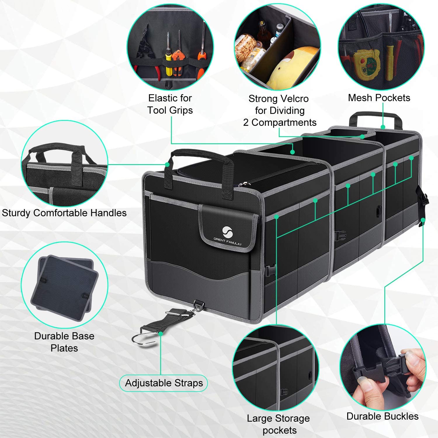 Orient Famulay Collapsible Trunk Organizer, Black photo 8