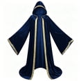 thumbnail image 2 of Unisex Halloween Hooded Cloak Velvet Long Cape Costume with Contrast Trim Wizard Witch Robe for Renaissance Medieval Cosplay Vampire Dress Up Party Roleplay, 2 of 6