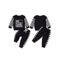 thumbnail image 2 of Jxzom Toddler Baby Boy Girl Fall Winter Outfit Mr. Steal Your Snacks Checkered Long Sleeve Crewneck Sweatshirt Tops Elastic Waist Pants 2Pcs Clothes Set, 2 of 9