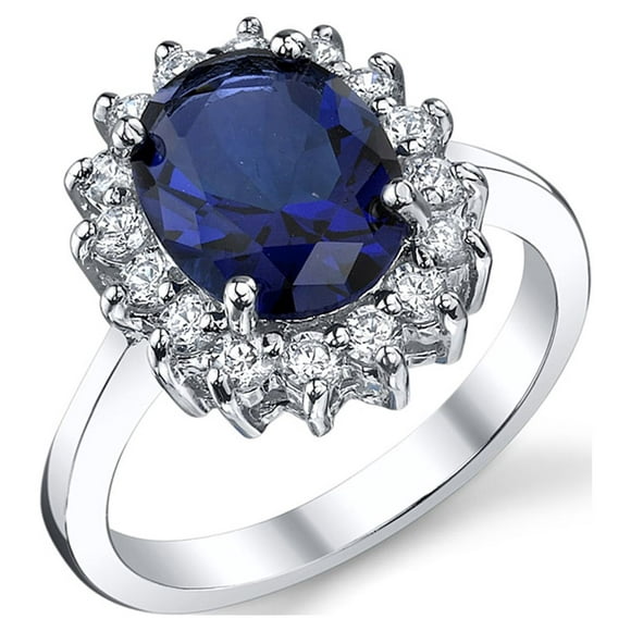 Women's Sterling Silver Kate Middleton 3Ct. Engagement Ring Sapphire Blue Cubic Zirconia
