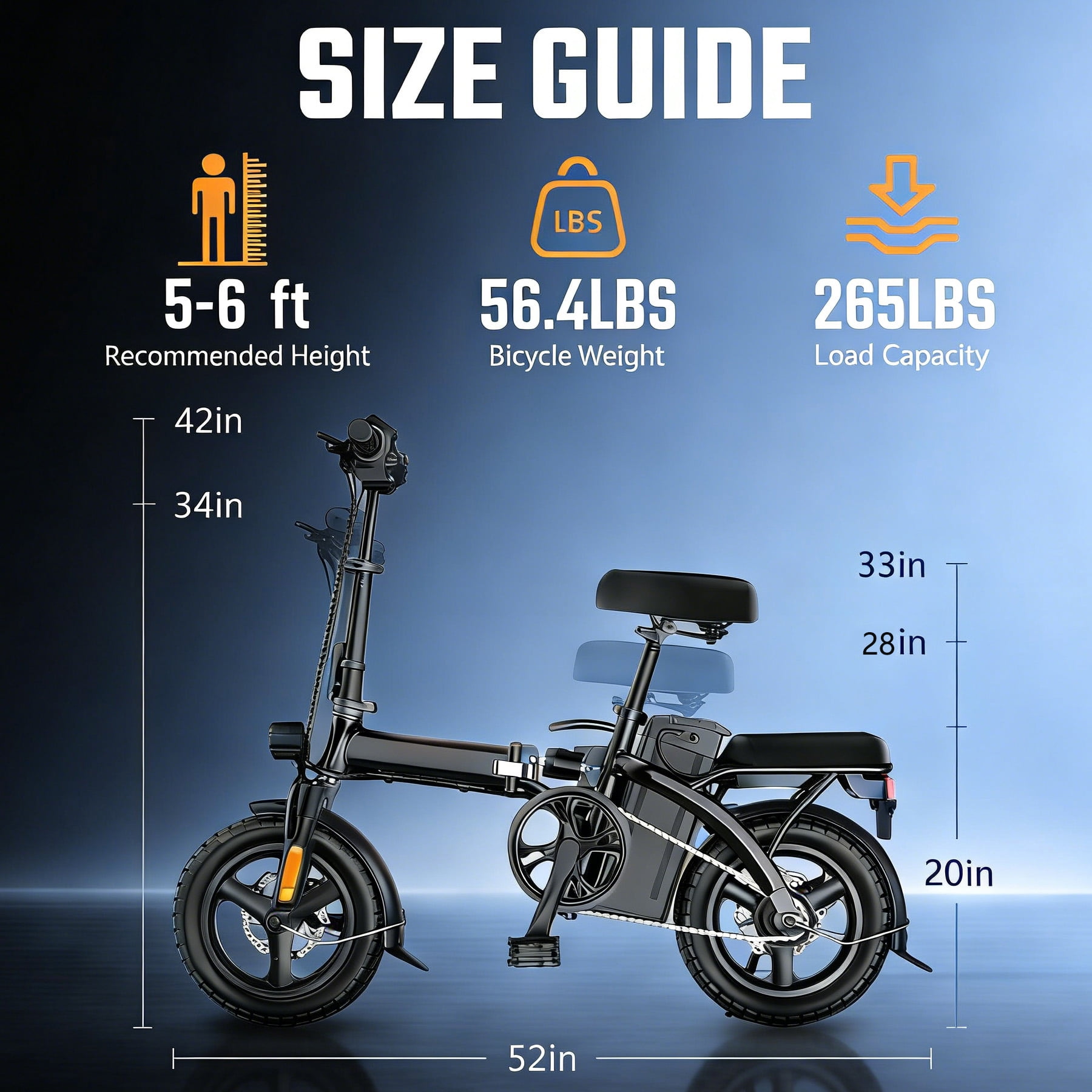 OwnGold Folding Electric Bicycles,500W Peak Motor,30 Miles 20MPH,Removable Battery,14" Mini Ebike,City Commuter E-Bike,UL2849