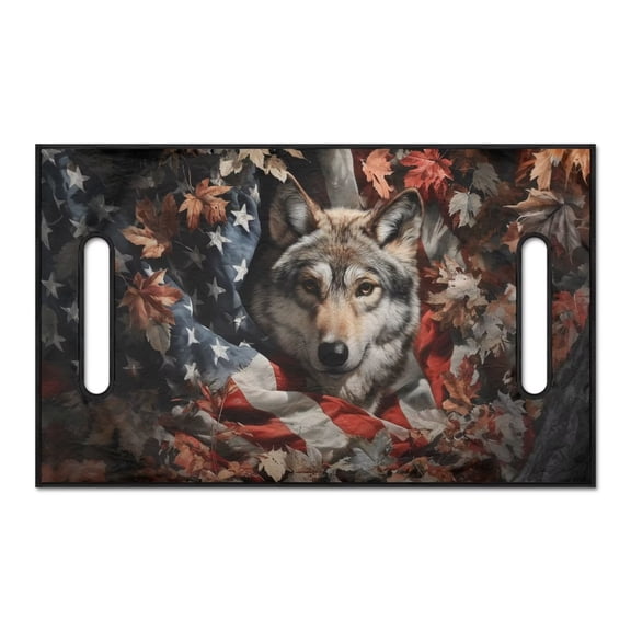 GarronmavisAmerican Flag Wolf Golf Cart Seat Towel Covers Seat Blanket Summer Spring Fall Winter Golf Cart Accessories with Holes for 2-Passenger Universal Fit
