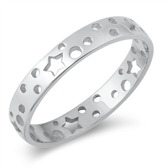 Cute Cutout Star Polka Dot Ring .925 Sterling Silver Band Jewelry Female Male Unisex Size 7