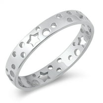 Cute Cutout Star Polka Dot Ring .925 Sterling Silver Band Jewelry Female Male Unisex Size 10