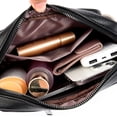 thumbnail image 3 of Bolsa de hombro Bolso casual de cuero genuino Múltiples bolsillos Monedero para teléfono móvil Bolso de ocio para mujer, 3 of 8