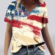 thumbnail image 1 of Fiudx Camisas para Mujer Camiseta de Manga Corta con Cuello En V Estampada para El Día de La Independencia Informal a La Moda para Mujer, 1 of 4